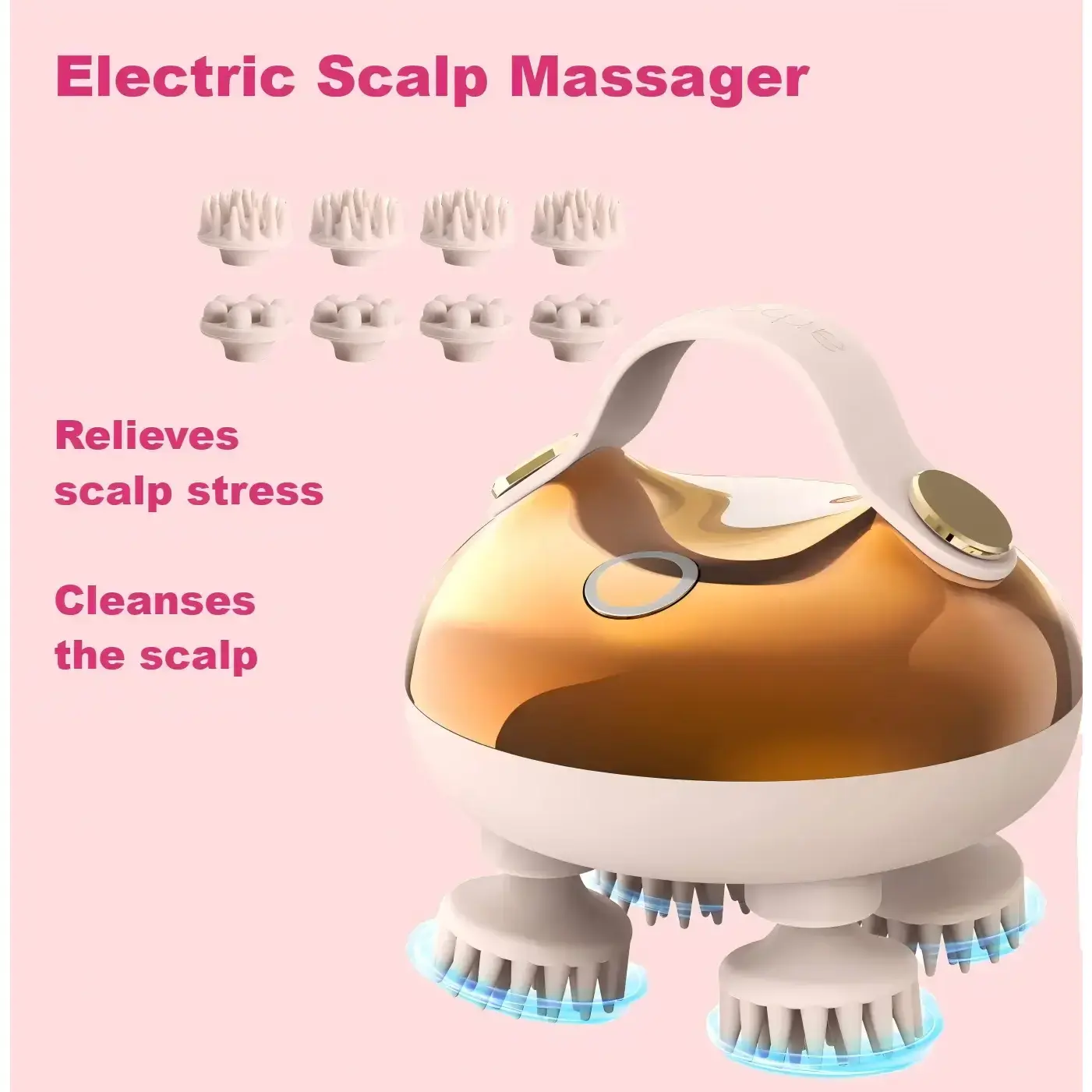 arboleaf Electric Head Massager Portable Comfort Massager for Stress Relief with 8 Removable Massage Claws Waterproof Rechargeable