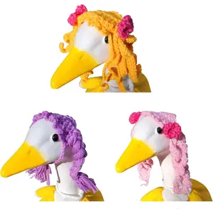 3 Pcs Porch Goose Wigs, Hand Knitted Porch Goosey Braid Hair Wig, Cute Porch Goose Outfits Costume for Outdoor Garden Patio Lawn Yard Goosey Decoration