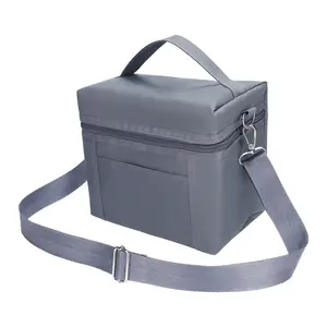 REGALWOVEN Reusable Lunch Bag for Men, Leakproof Lunch Box for Work Picnic, Freezable Lunch Cooler Bag with Adjustable Shoulder Strap 8.3*5.1*7.1in Gray