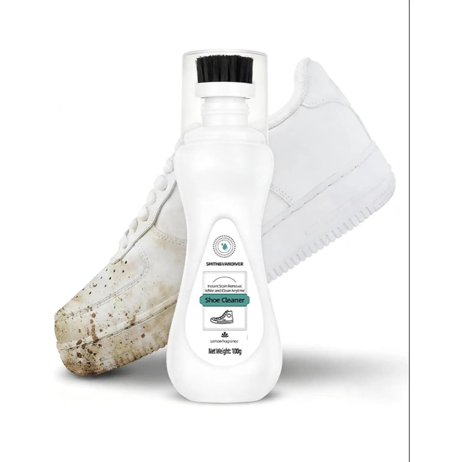 GrePower Instant Stain Removal Shoe Cleaner with Built-in Brush Head for Easy Dirt and Grime Removal 100g