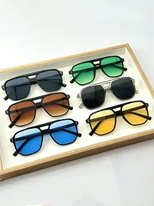 Men's Fashionable Plain Color Sunglasses, Trendy Casual Frame Sunglasses for Everyday Use, Fashion Accessories for Outdoor Activities, Stylish Glasses