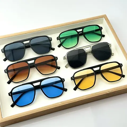 Men's Fashionable Plain Color Sunglasses, Trendy Casual Frame Sunglasses for Everyday Use, Fashion Accessories for Outdoor Activities, Stylish Glasses, Trendy Beach Eyewear, Trendy Shades