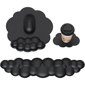 Cloud  Pad with Wrist Rest, Cloud Keyboard Wrist Rest,  Pad Wrist Support,  Keyboard  Wrist Support (Black)