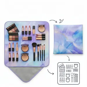 Viral Magic Drawstring Makeup Bag Opens Flat Large 20in x 20in Cosmetic Organizer Mat Aesthetic Marble Travel Pouch Lazy Girl Quick Pack Waterproof Toiletry Bag Self Adhesive Wrap for Camera Lens & Beauty Tools Storage TikTok Made Me