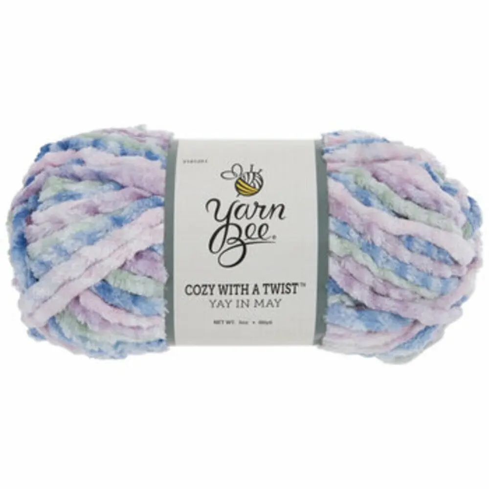 Purple pink blue cozy chenille yarn 66 yards 5oz bulky size 6