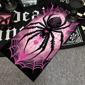 Spider & Web Pattern Area Rug, 1 Count Punk Gothic Style Soft Comfortable Floor Mat, Non-slip Washable Rug for Home Living Room Bedroom