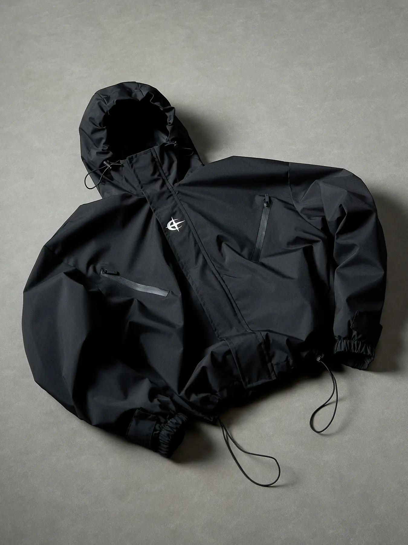 Men's Stylish Loose Windproof Hooded Tech Jacket-Coats, Menswear Tops with Sealed Zip Pockets, Adjustable Hem for Everyday Casual Streetwear