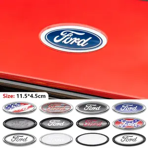 Car 3D Logo Decal Sticker, Front Rear Engine Hood Trunk Emblem, Metal Texture Badge, Car Exterior Upgrade Accessories for Ford Focus Mondeo Edge Ecosport Ranger Fiesta Fusion Kuga