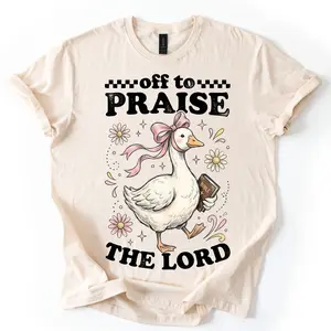 Christian Goose Graphic Tee | Off to Praise the Lord Faith Shirt