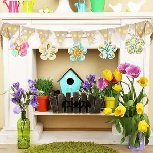 10PCS Wooden Crafts Thanksgiving Wood Pendant Flower Style With Hole Thanksgiving Accessories Large Size 7" Wooden Ornaments to Paint,Flower Wooden DIY Blank Unfinished Round Wood Discs Ornament for Crafts Hanging Decorations home decor