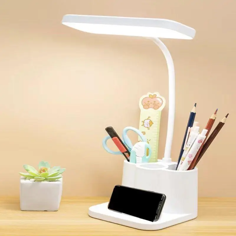 Multipurpose Rechargeable Table Lamp, 1 Count LED Stand Desk Lamp with Pen Holder, Universal Desk Lamp for Home Office Study Reading