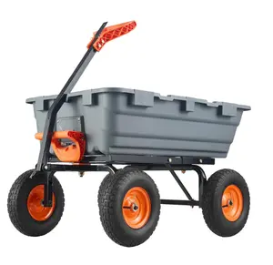 Garden Dump Cart Heavy Duty 800lbs Capacity Quick Release Steel Frame Poly Bucket 10-Inch Tires All-Terrain for Garden Lawn Farm