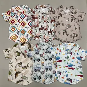 Boy Summer Tshirt Western Clothes Button Top Boy Summer Clothing