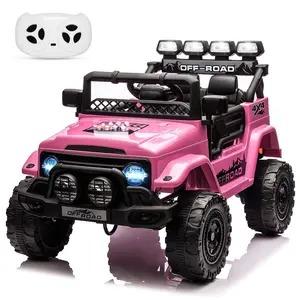 GARVEE 12V Electric Off-Road Ride-on Truck for Young Riders - Parental RC Control, Bluetooth Audio, LED Lights, 3 Speed Modes, Pink Adventure Toy with Interaction Feature