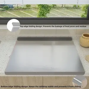 Z-shaped Design 316 Stainless Steel Cutting Board, With Dual Support Plates. Both The Front And Back Sides Can Be Used. It Also Serves As A Baking Sheet, Breakfast Plate And Rolling Board. Durable And Made Of Thick Material.