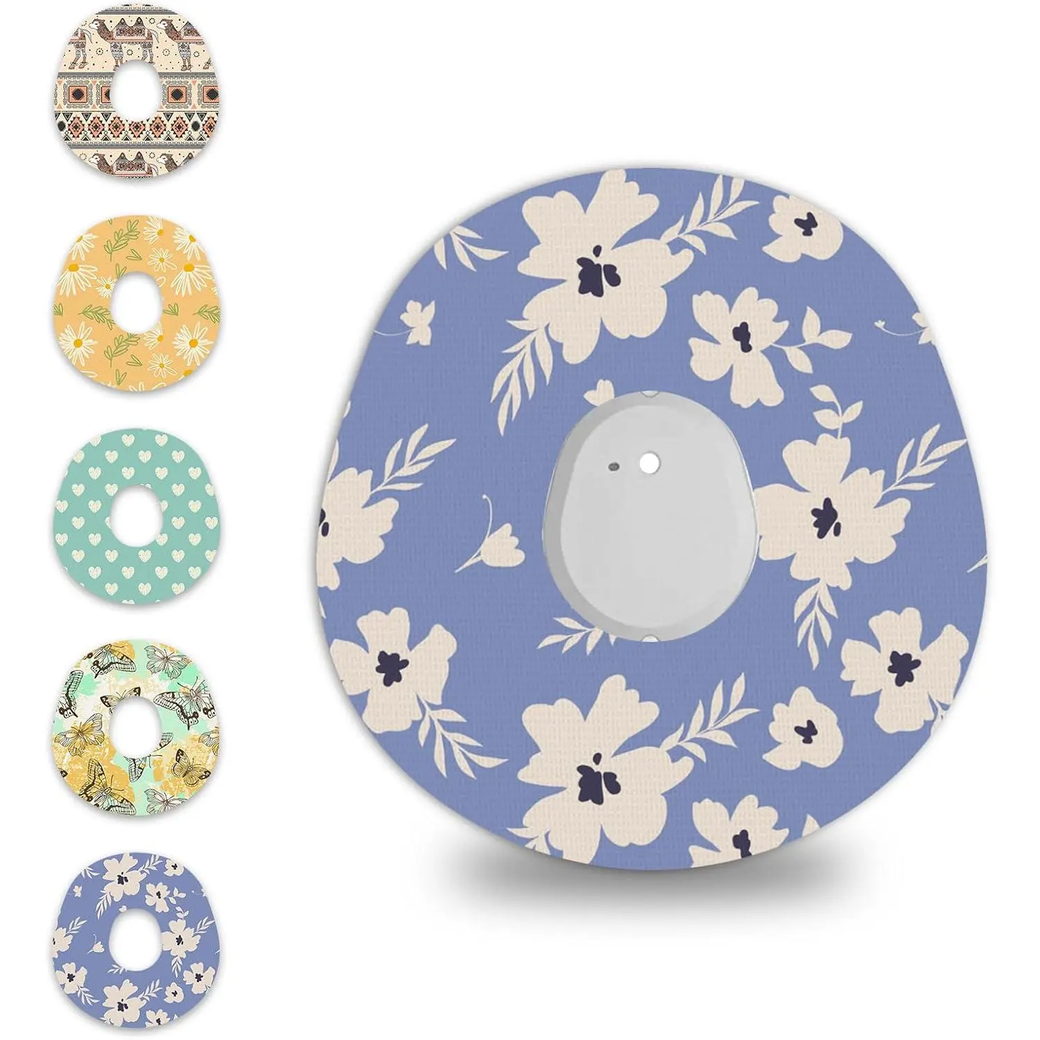 20Pcs Bloom Floral Pattern CGM Overpatches for G7 & Stelo, 15 Days Long Stay, Latex-Free Hypoallergenic Adhesive Overlay, Precut Hole Design