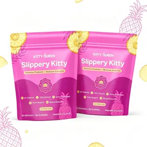 Her Juicy Gentle Feminine Probiotic Supplement Gummies - Long Lasting Intimate pH Support & Dryness Soothing Formula with Slippery Elm, Natural Prebiotic Fiber & Targeted Lactobacillus Cultures - Sweet Hawaiian Pine Fruit Taste, 60 Count Soft Chews