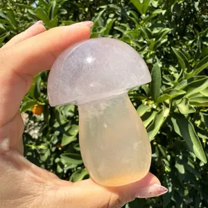 Large Natural Light Pink Fluorite Mushroom Crystal | Fluorite Mushroom Sculpture