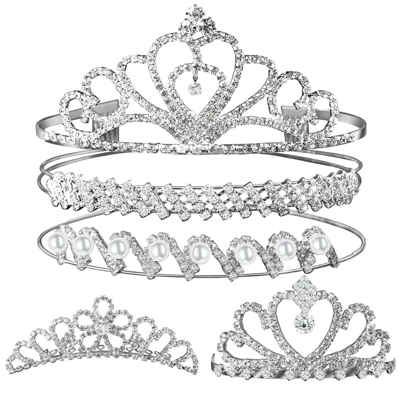 8 Pieces Decorative Princess Dazzling Rhinestone Silver Meta  display picture 1