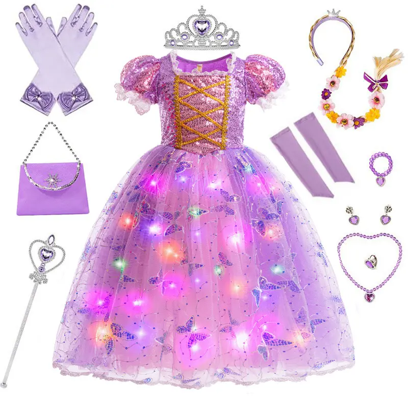 dresses girls Girls Light Up Princess Dress with GlovesLining Perfect Themed Parties Holiday GiftsLEADTEX Costume Decoration dress for girls princess spring outfit  girl birthday party