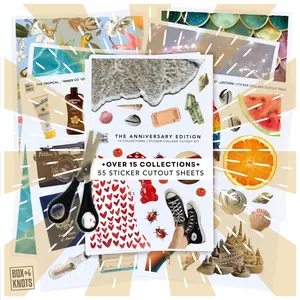 The Ultimate Collage Cutout Journal Kit | The Anniversary Edition | Full Sheet Sticker Adhesive Scrapbooking Journal Stickers Matte Decorative Junk Journaling