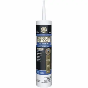 212 MAIN Supreme Silicone Window & Door Caulk Sealant, White, 10.1 oz, Waterproof, Mildew-Resist, General Electric 1025752 - Pack of 12, Mildewresist