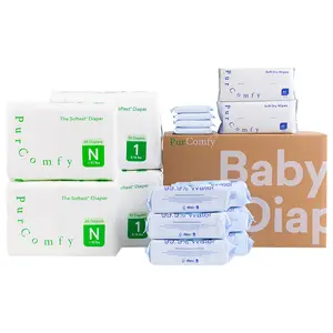 Bamboo Mom Baby Essential Kit - 4 Diaper Packs + 10 Travel Wipe Packs 360Ct + 2 Dry Wipe Packs 120Ct Hypoallergenic Plant-Based Materials Best Baby Shower Gift