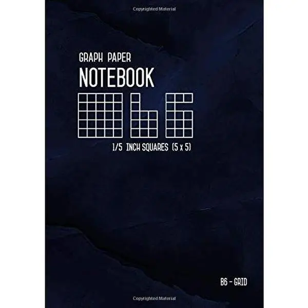 USED B6 Graph Paper Notebook - 0.2in Squares (5 Grids per Inch), Marble Blue Black, Small, Numbered White Sheets, Soft Cover, Quad Ruled Composition Book for Math, Science (Graph Journals) by Kate, Katie (Paperback, English) - notebooks