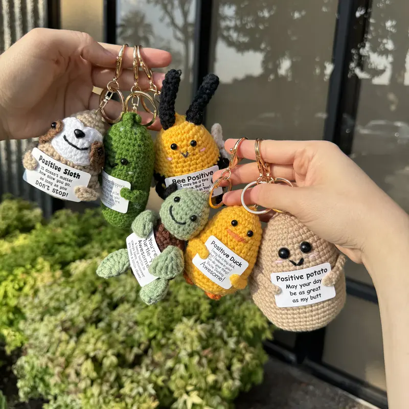 Emotional Support Plushie Keychain! Positive Potato, Turtle, Duck, Sloth, Bee, Pickle