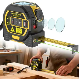 3-in-1 Measuring Tape, Tools Tape Measure, 3 in 1 Rangefinder with Led Display, Digital Tape Measure with Cross Line, AutoLock, Measure Area, Volume, Pythagorean