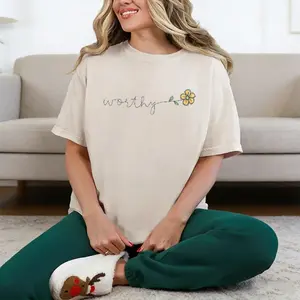 Floral print crew neck pure cotton short-sleeved T-shirt