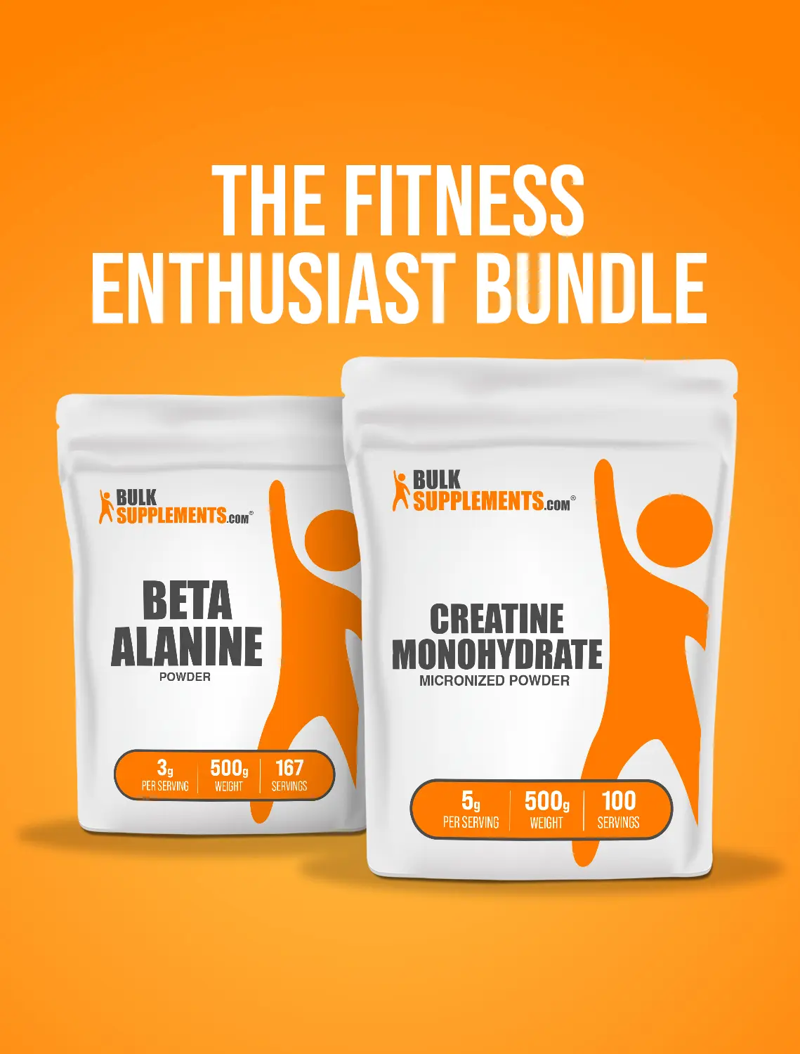 BulkSupplements The Fitness Enthusiast Bundle - Creatine Monohydrate & Beta Alanine Stack for Enhanced Performance and Recovery Edible Muscle Support