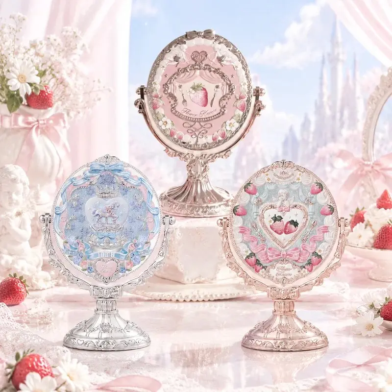 10th Anniversary Tabletop Mirror Unicorn Strawberry Angel Style Cute Aesthetic Vintage Makeup Vanity Mirror