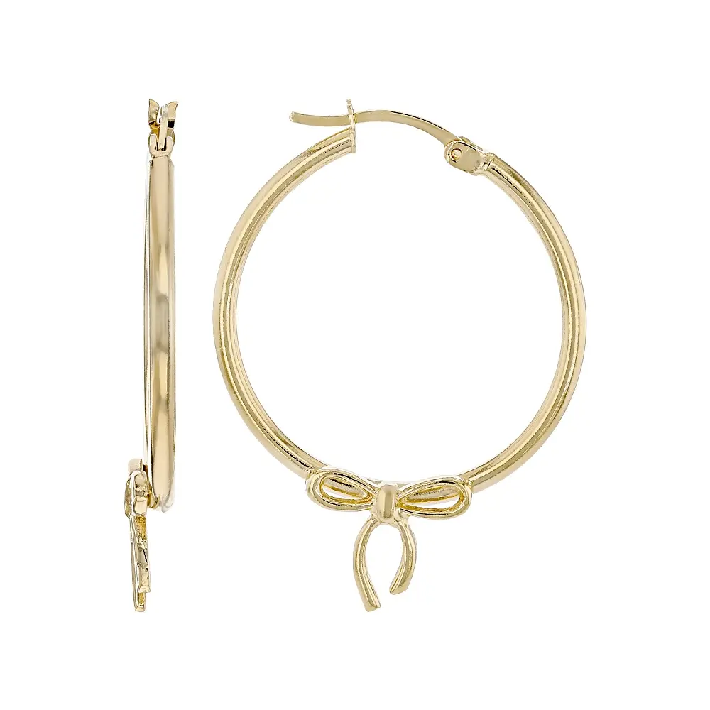 JTV 18k Yellow Gold Over Sterling Silver Bow Hoop Earrings