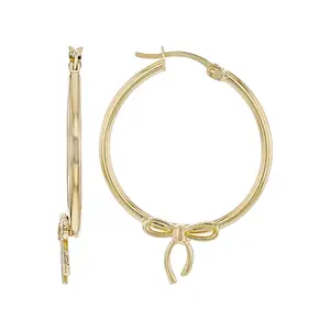 JTV 18k Yellow Gold Over Sterling Silver Bow Hoop Earrings