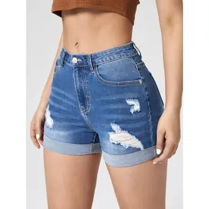 Ripped Slim Fit Denim Shorts