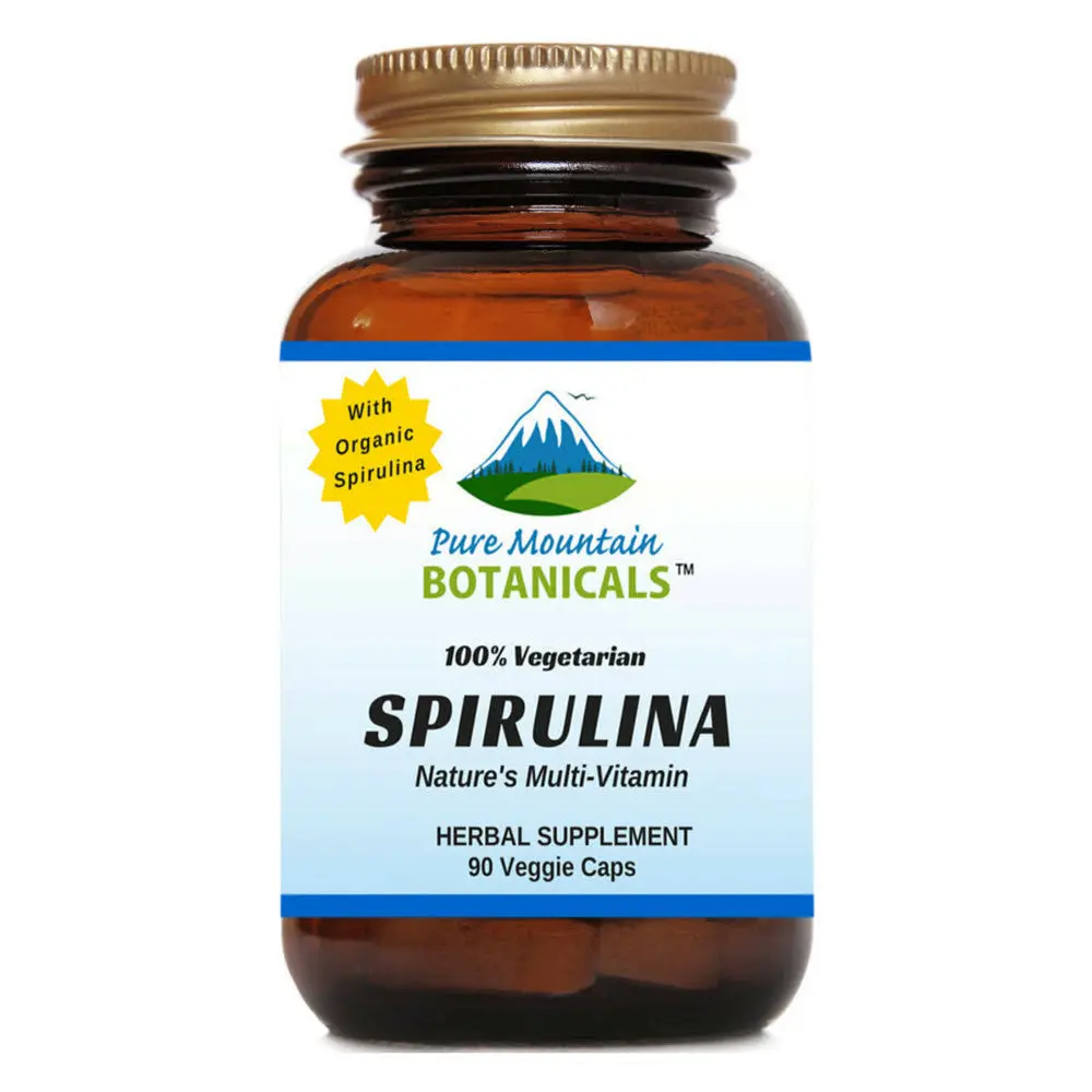 Spirulina Capsules - 90 Kosher Veggie Caps with 450mg Organic Spirulina