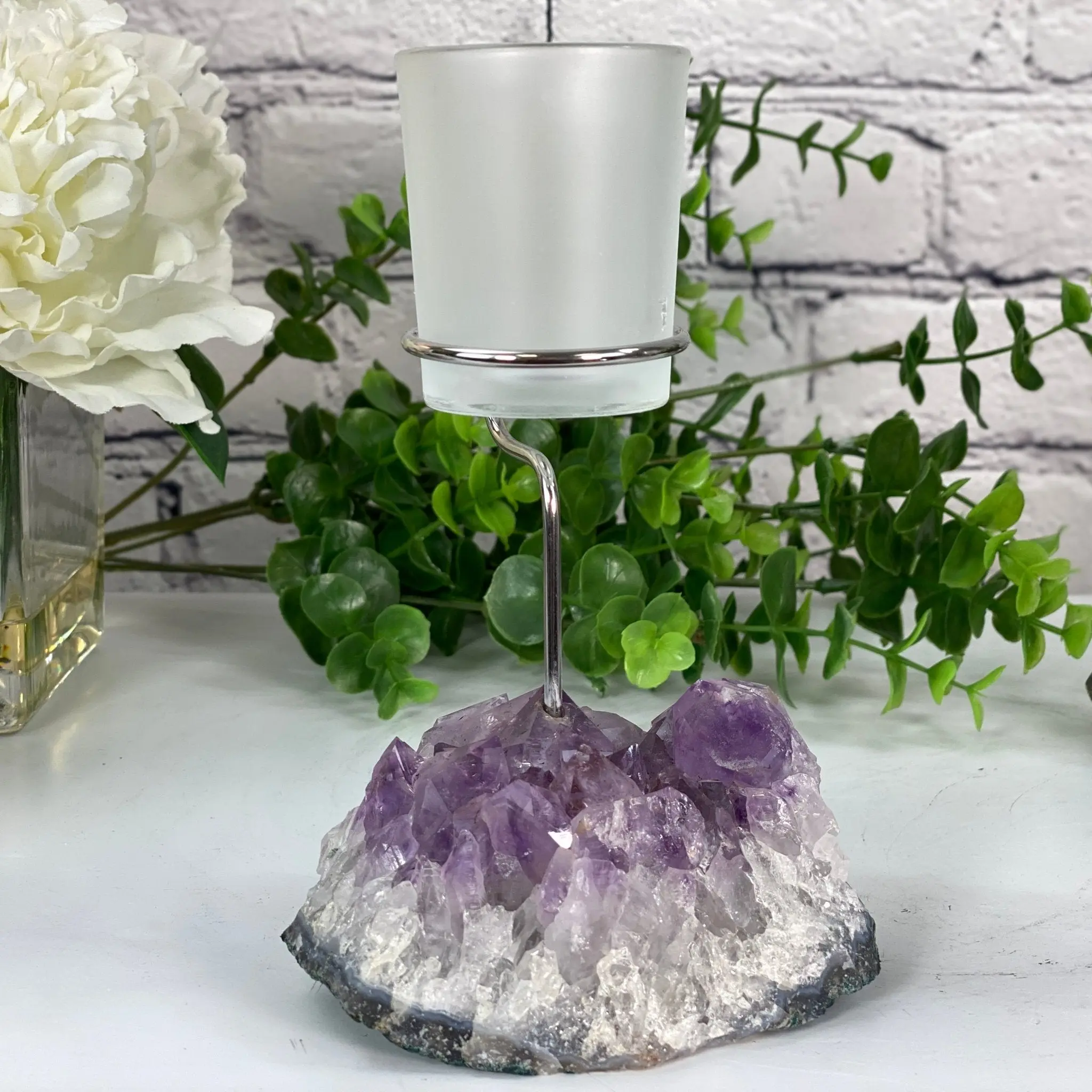Amethyst Cluster Votive Candleholder, ~6" Tall #5556AMTH