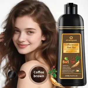 Coffee brown Dye Shampoo | 5-in-1 Ganoderma Lucidum Formula | 30-Day Color Hold | Gray Touch-Ups | Ammonia-Free | 500ml | Unisex