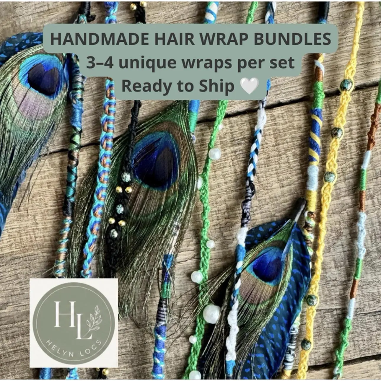 Helyn Locks Handmade Hair Wrap Bundles 3-4 Unique Boho Wraps with Beads Charms Feathers Tassels Ready to Ship