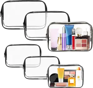 6Pcs/Set Portable Travel Toiletry Bags with Zipper,TSA Approved Clear Organizer Bags,Makeup Bag,PVC Cosmetic Pouch for Airport Airline Compliant,New Year Gifts,Hand Tools Kits