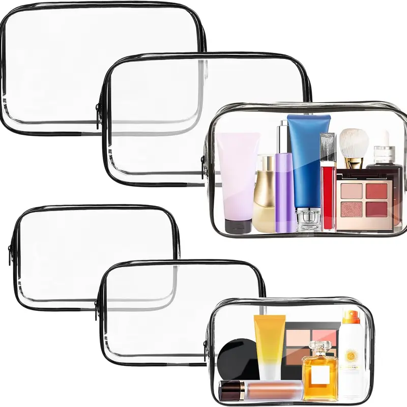 6Pcs/Set Portable Travel Toiletry Bags with Zipper,TSA Approved Clear Organizer Bags,Makeup Bag,PVC Cosmetic Pouch for Airport Airline Compliant,New Year Gifts,Hand Tools Kits,Summervibes