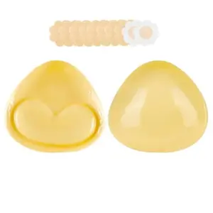 Heart-Shaped Dual-Sided Adhesive Bra Pads, Triangle Silicone Breast Stickers for Women, Self-Adhesive Thick Sponge Inserts for Swimsuits Bikinis