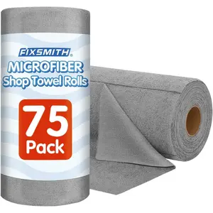 Microfiber cleaning cloth roll 75 pack microfiber towel roll tear away reusable cleaning rags micro fiber towels for cars dish rags for kitchen dust cloth 115 x 115 inch