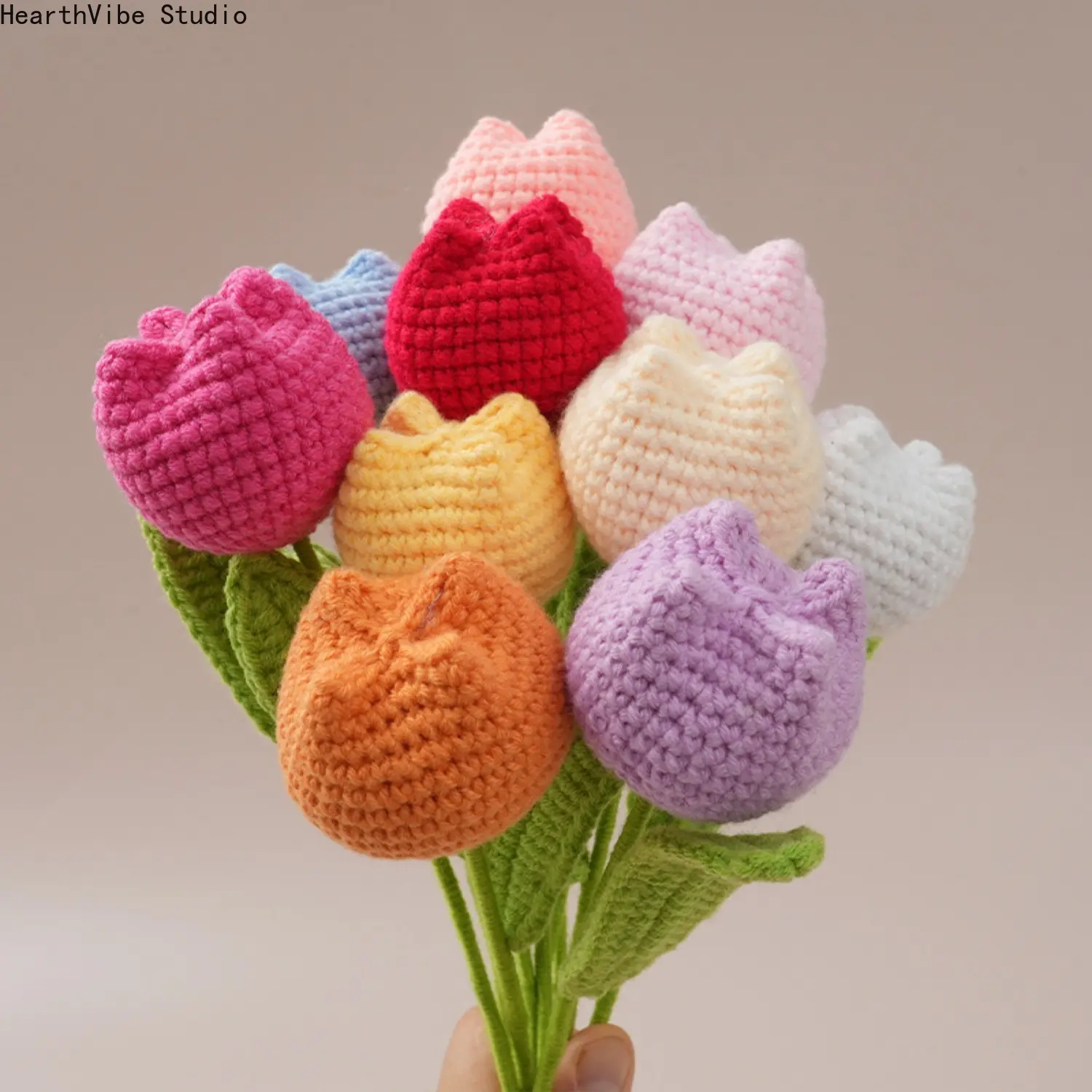 Colorful Crochet Tulip Bouquet Knitted Tulips Flower Creative Crochet Woven Flowers Tulips Artificial Flowers Graduation