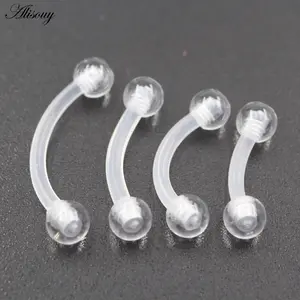 2PCS Transparent Acrylic Balls Eyebrow Curved Tongue Nose Rings Ear Snug Daith Cartilage Helix Earrings Piercing Body Jewelry