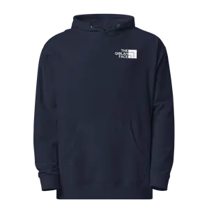 HOODIE Midweight (Adult) - THE QIBLAH FACE (Never Stop Praying - Back Logo) - White