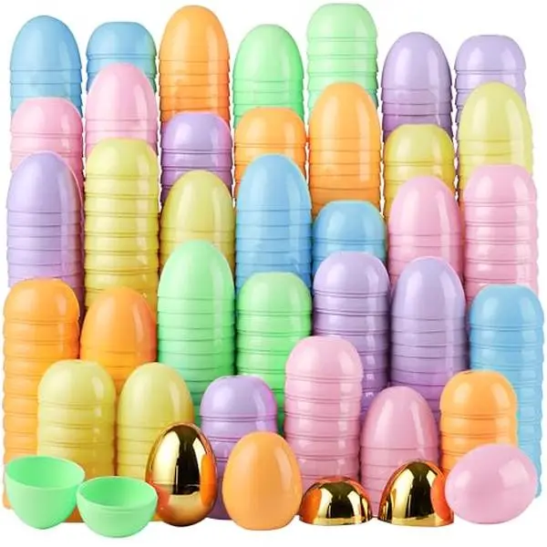 48 PCS 3.15" Pastel Easter Eggs + 2 Golden Eggs, Empty Easter Eggs Fillable, Colorful Plastic Eggs Bulks for Easter Hunt, Party Favor, Basket Stuffers Filler, Classroom Prize Supplies