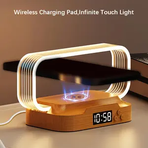 Multifunctional Wireless Charging Desk Lamp with Clock, 360° Soft Light & 3 Color Temperatures, 15W Fast Charge & Phone Holder, Touch Control for Study/Office/Fall Decor/Back-to-School, Study Lamp, Desk Accessory, Contemporary Lighting, Sle