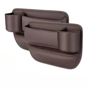 2 Pack Car Leather Cup Holder Storage - Car Seat Gap Filler & Organizer, Car Seat Storage Box for Front Seat, Seat Gap Filler Organizer
